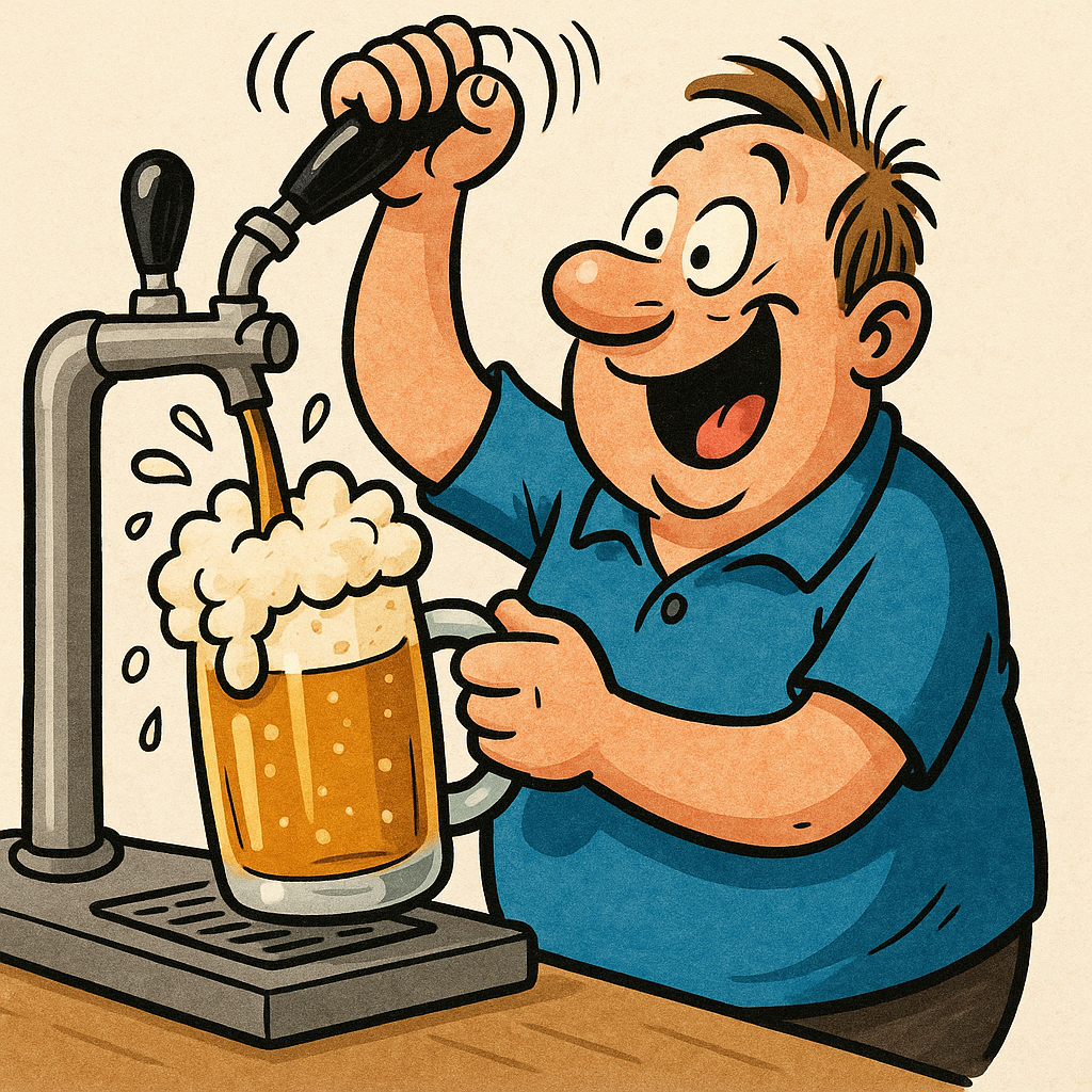 Homme servant une bière pression